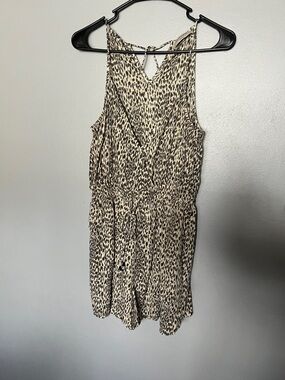 AllSaints Beige and Black Leopard-Print Sleeveless Top